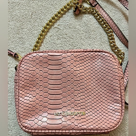 Liz Claiborne Handbags - Reptile finish Dusty rose pink Crossbody Bag Liz Claiborne